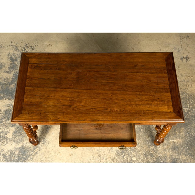 Late 19th Century Late 19th Century French Louis XIII Oak Writing Desk With Barley Twist Legs For Sale - Image 5 of 18