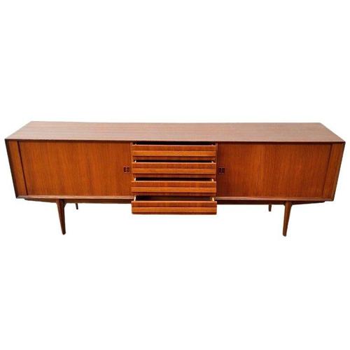 Brown Mid-Century Danish Teak Lowboard with Roller Doors by Oswald Vermaercke for V-Form, 1950s For Sale - Image 8 of 13