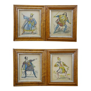 4 Antique J Redington London Shakespeare Theatrical Tinsel Etching Prints 13" For Sale