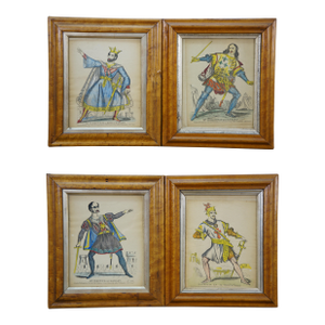 4 Antique J Redington London Shakespeare Theatrical Tinsel Etching Prints 13"