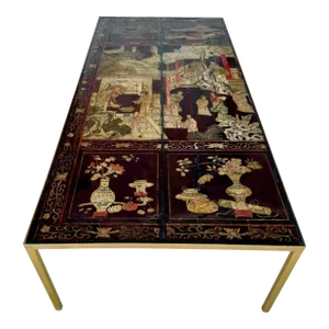 Large Gilt Iron and 18th-Century Coromandel Top Coffee Table