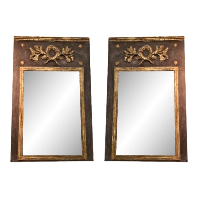 Pair of 19th C Louis XVI Trumeau Mirror With Original Glass For Sale