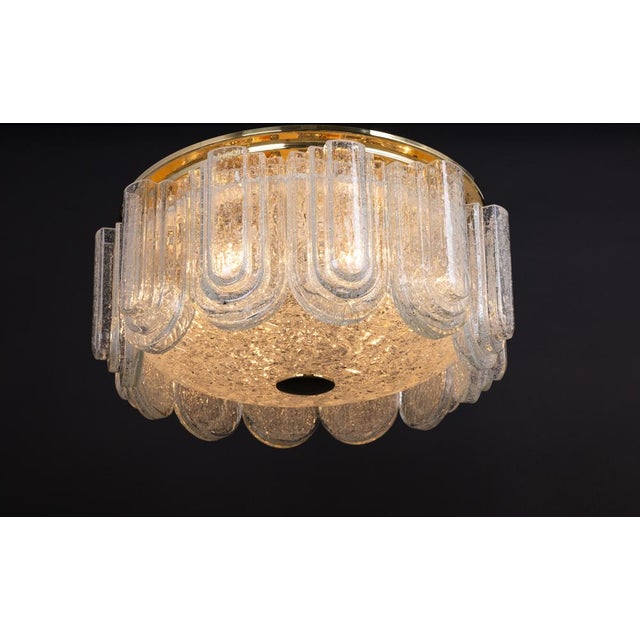 Large Brass Flushmount with Murano Glass Tubes attributed to Doria, Germany, 1960s For Sale - Image 12 of 14