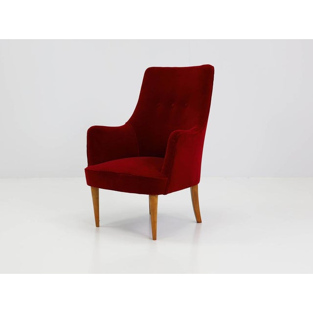 Red Small Armchairs with High Backrests in the style of Gio Ponti, Italy, 1950, Set of 2 For Sale - Image 8 of 15