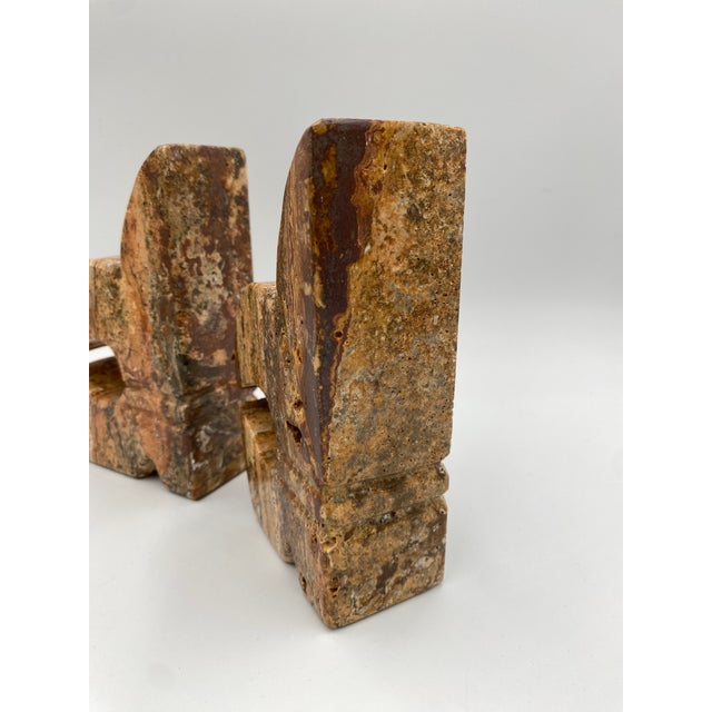 Stone 1960s Pair of Italian Marble Stone Fleur De Lis Bookends For Sale - Image 7 of 11