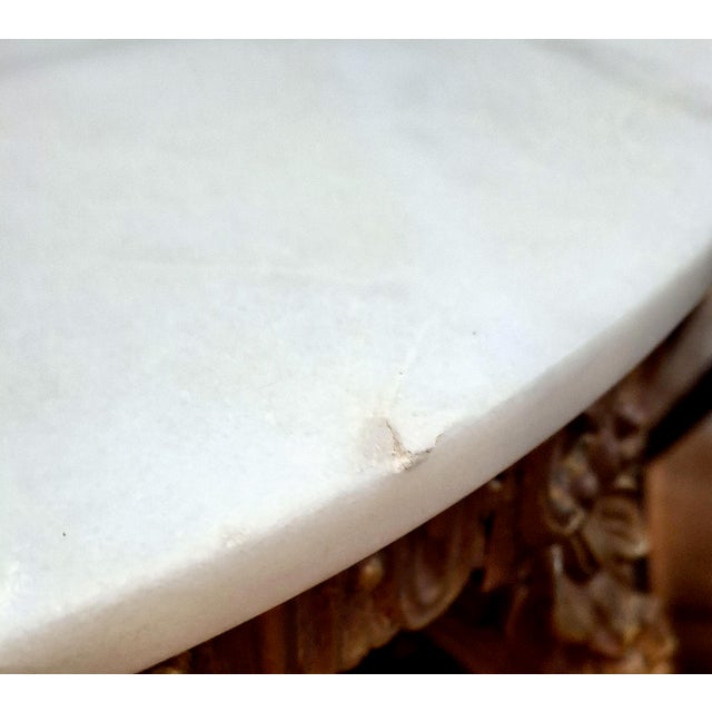 Wood Rococo Revival Carved Wood and Marble Accent Table For Sale - Image 7 of 7