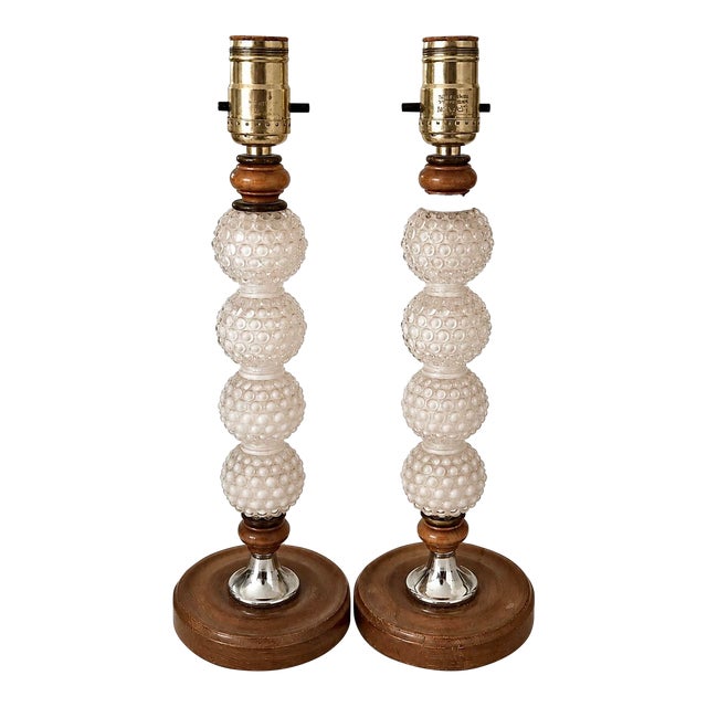 Vintage Mid-Century Hobnail Table Lamps, Pair For Sale