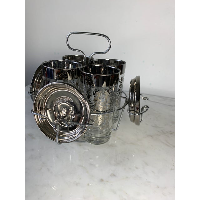 Metal 1960s Mad Man Era Silver Knight Cocktail Set- 9 Pieces For Sale - Image 7 of 8
