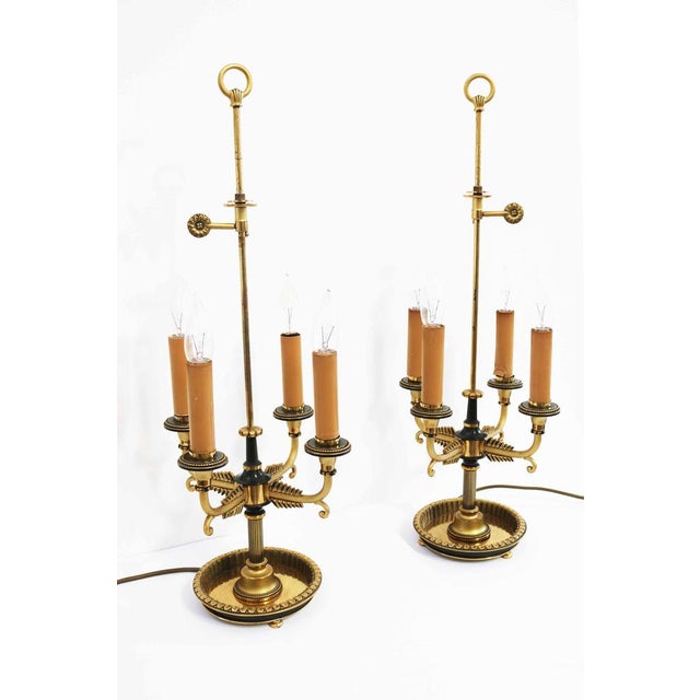 Hollywood Regency Large French Bouillotte Table Lamps in Brass, 1960s, Set of 2 For Sale - Image 3 of 10