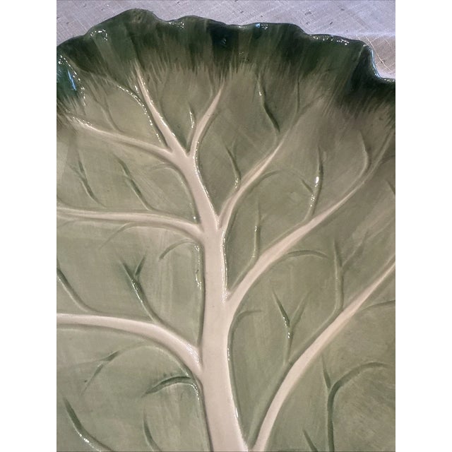 Fitz and Floyd Vintage Majolica Fitz and Floyd Classics Lettuce Leaf Serving Platter For Sale - Image 4 of 5