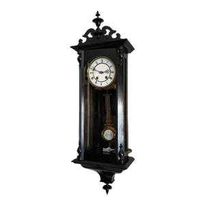 1884 German Wall Wooden Mechanical Regulator Clock With Pendulum by Lenzkirch From Black Forest