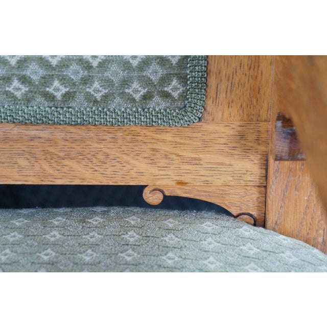 Antique Victorian American Empire Quartersawn Oak Carved Settee Bench Loveseat For Sale - Image 16 of 18