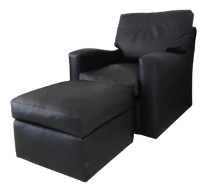 A. Rudin Leather Club Chair and Ottoman