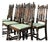 Antique Set of Six Barley Twist Dining Chairs With Teal Leopard Upholstery For Sale