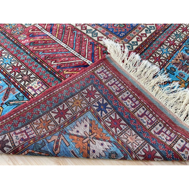 Vintage Kazak Wool Rug, Red Star Medallion For Sale - Image 11 of 11