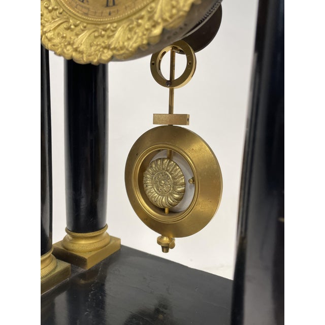 Black Antique French Empire Style Clock, 1800s For Sale - Image 8 of 17
