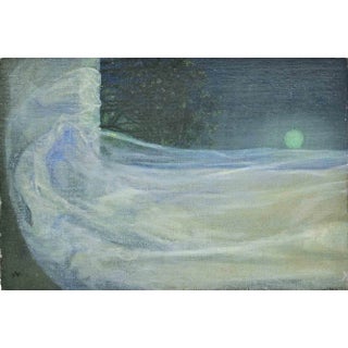 Giovanni Gromo, Night Landscape, Oil on Panel, 1980s For Sale