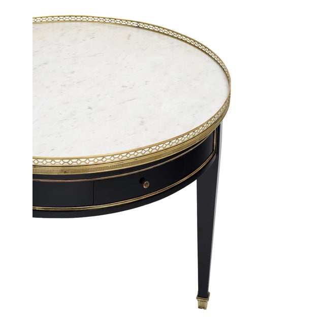 French French Louis XVI Style Bouillotte Coffee Table With Carrara Marble For Sale - Image 3 of 9