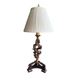 Table Lamp Twisted Ancanthus Leaves With Frederick Cooper Lamp Shade For Sale