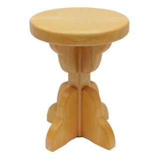 Mid-Century Modern Handmade Beech Stool, France, 1960s For Sale