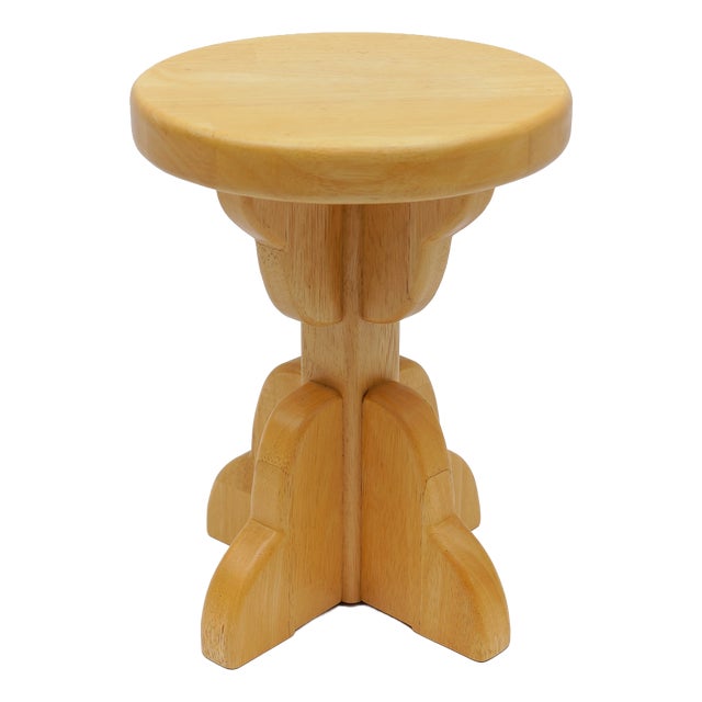 Mid-Century Modern Handmade Beech Stool, France, 1960s For Sale