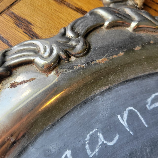 Vintage Chalk Board Menu Board Silverplate Tray Platter 22" X 17" W Hanger For Sale - Image 13 of 16