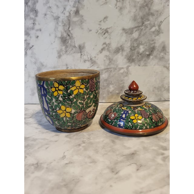 Vintage Benjarong Porcelain Lidded Vessel For Sale - Image 11 of 13