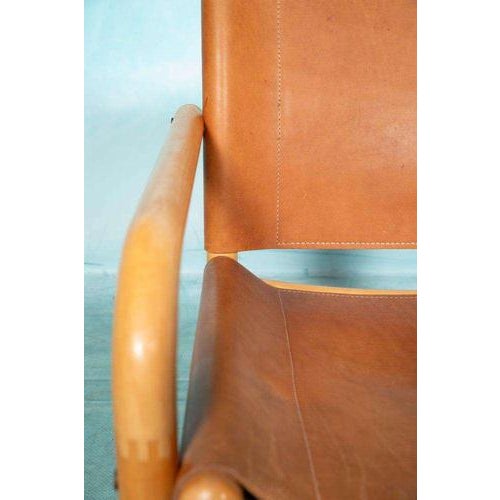 Danish Safari Armchair in Beech Wood and Leather, 1970s For Sale - Image 11 of 18