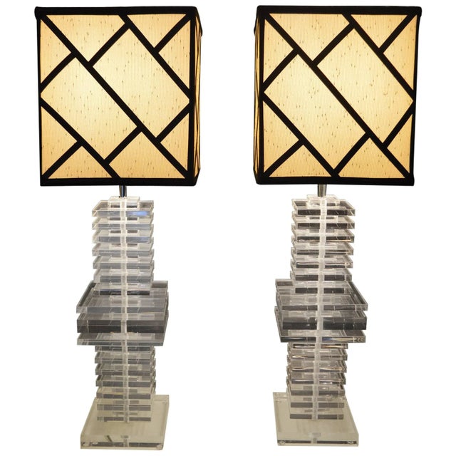 1970s Acrylic Lamps - a Pair For Sale - Image 5 of 5