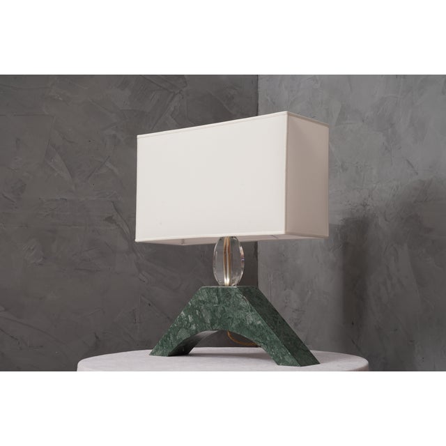 Metal Indian Green Marble and Murano Glass Table Lamp, 2000s For Sale - Image 7 of 11