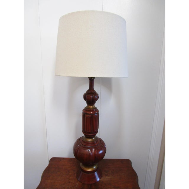 Mid-Century Modern 1950s F.A.I.P. Vintage Monumental Plaster and Chalkware Table Lamp Marked For Sale - Image 3 of 6
