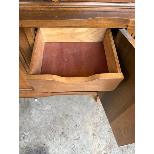 Brown 1960's China Cabinet Fruitwood Italian Neoclassical in the Style of Bernhardt For Sale - Image 8 of 15