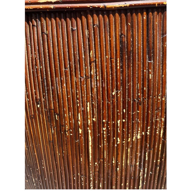 Vintage Coastal Monumental Pencil Reed Lidded Basket For Sale - Image 11 of 12