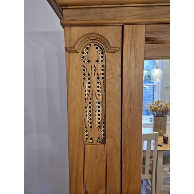 Brown Antique Satin Walnut Mirrored Wardrobe For Sale - Image 8 of 18