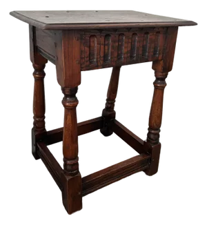 19th Century English Oak Carved Joint Stool