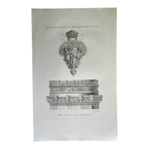 Mid 19th Century Etching Reproduction of Decorative Elements in Normandy Church by Nicolas Xavier Willemin