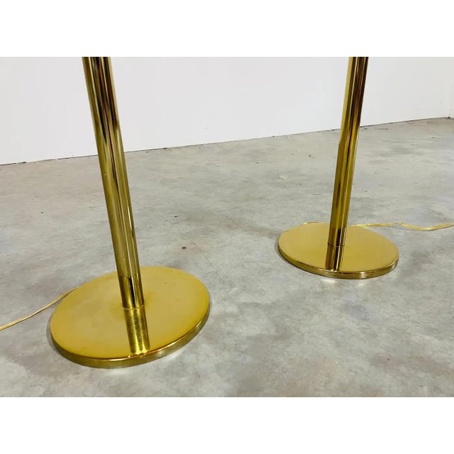Metal Elegant Pair of Laurel Lamp Company Fluted Brass Floor Lamps For Sale - Image 7 of 8
