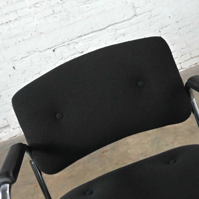 Black Vintage Modern Black & Chrome Cantilever Chair by United Chair Co Style of Steelcase For Sale - Image 8 of 13