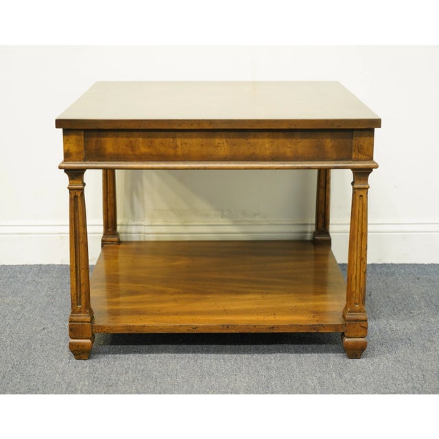 Drexel Heritage Italian Provincial Bookmatched Walnut 26" Square Accent End Table 007-334 For Sale - Image 12 of 13
