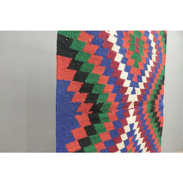 1980s African Red Blue Ikat Small Rug For Sale - Image 9 of 13