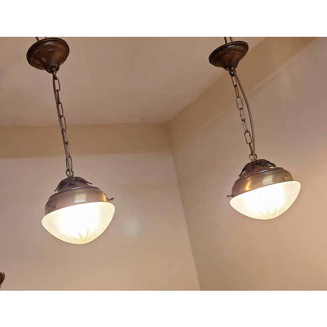 Vintage Ceiling Lamps with Frosted Glass Shade, 1970s, Set of 2 For Sale - Image 3 of 7