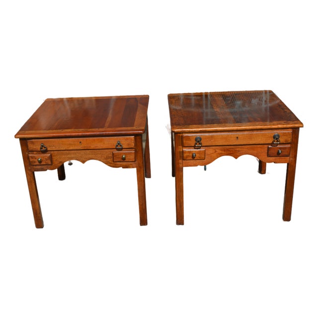1970s Pair of Bob Timberlake Lexington Cherry Wood Side / End Tables W/ Drawers For Sale