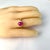 2010s Vintage Platinum Triangle Diamond Cabochon Burma Ruby 4.10 Carat Engagement Ring Size 5 For Sale - Image 5 of 9
