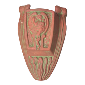 Vintage Peters & Reed Moss Aztec Art Nouveau Pottery Hanging Wall Pocket Vase