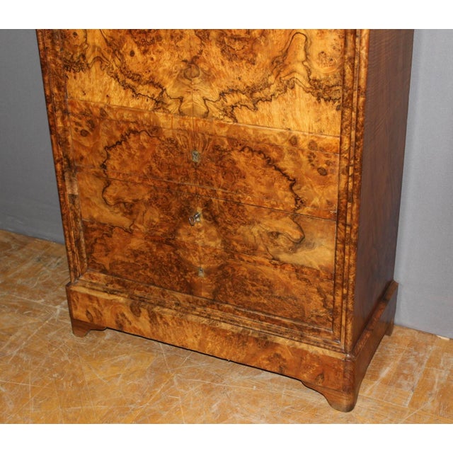 Louis Philippe Secretaire in Burr Walnut, 1800s For Sale - Image 4 of 18