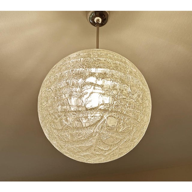 Metal Large Brutalist Glass Pendant Light from Doria, 1970s For Sale - Image 7 of 18