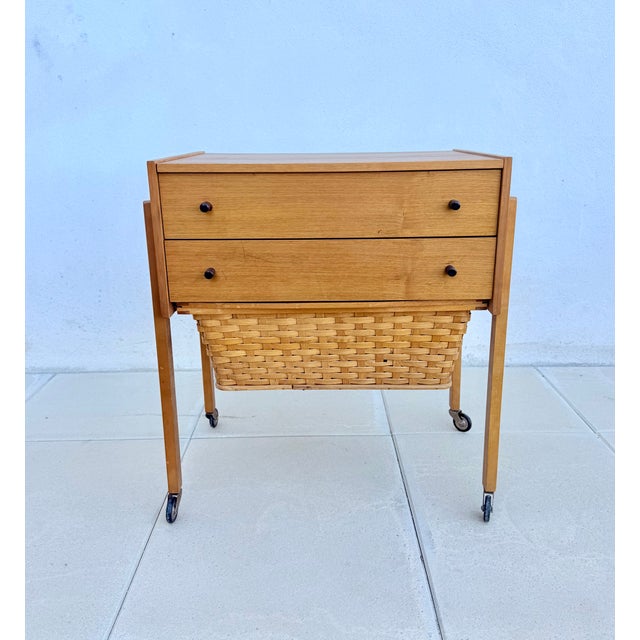 Mid-Century Modern German Sewing Box with Drawers and Basket, 1970s For Sale - Image 3 of 12