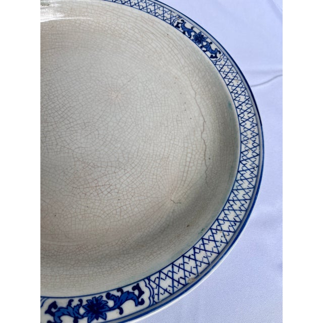 Late 1800s Blue/White Prunus Blossom Chinese Jardiniere With Underplate For Sale - Image 14 of 15