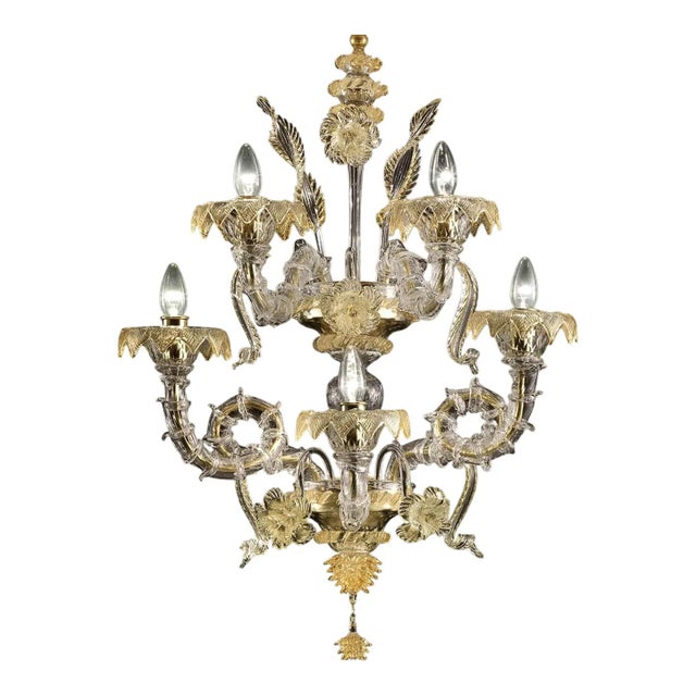 Early 21st Century Imperial Italian Ca Rezzonico with Gold Flowers and Leaves Murano Glass For Sale - Image 5 of 5