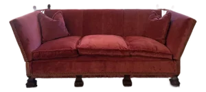 1920s Spanish Revival Tuxedo Couch in Red Velvet